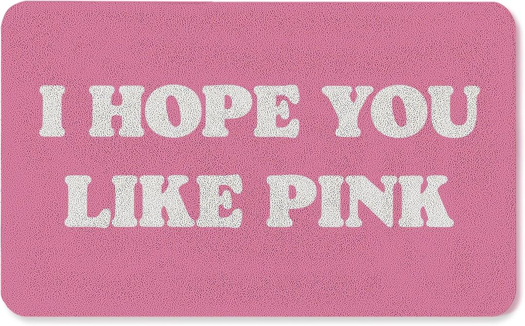 Coquette Pink Door Mat, Preppy Girly Welcome Mats for Front Door, I Hope You Like Pink Doormat Outdoor Indoor Entrance Entryway, 17x30 Inches
