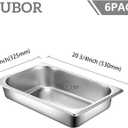 6 Set Stainless Steel Hotel Pans Full Size 2 1/2 Inch Deep With Lids, Anti-Jam Chafing Steam Table Pans, Catering Food Storage Metal Pan