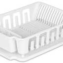 STERILITE 2-Piece Large Sink Set Dish Rack Drainer, White (18 L x 13 3/4" W x 5 1/2" H), 3/4" L x 3/4" W x