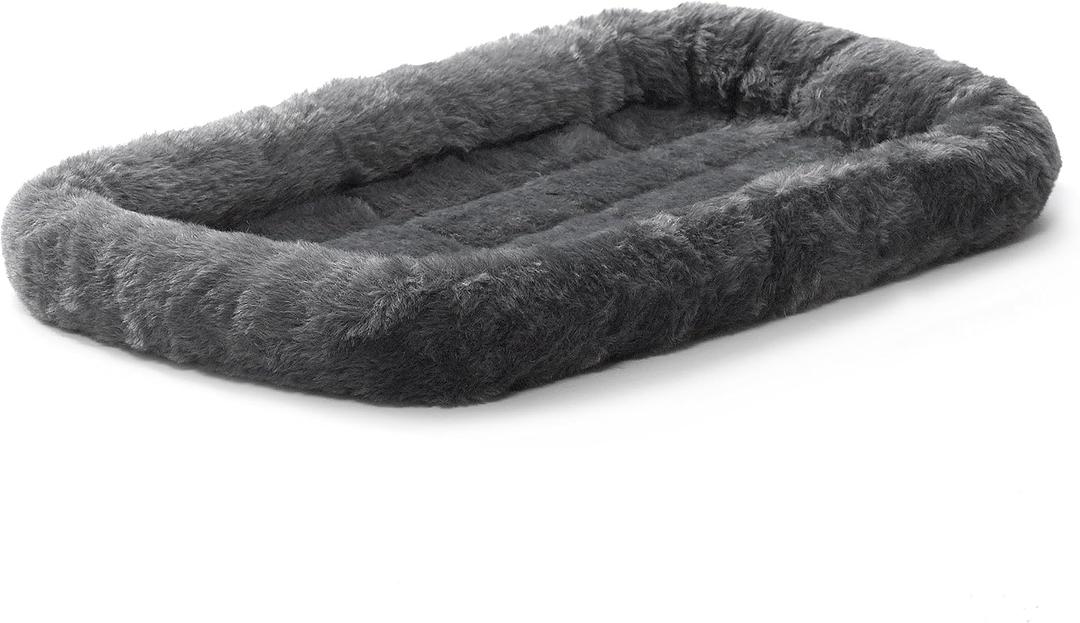 MidWest Homes for Pets QuietTime XS Dog Bed - Gray Faux Fur Bolster, Ultra-Soft and Machine Washable, Fits 22-Inch Crates and Carriers, for Small Dogs and Cats