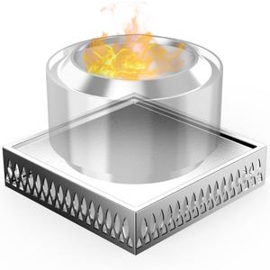 Stainless Steel Fire Pit Base for Surface Protection, X22 (23.6 Inch) Metal Fire Pit Mat, Heavy Duty Accessory for Solo Stove, Deck Protector with Air Vents for Indoor Outdoor Use