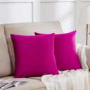 GIGIZAZA Hot Pink Pillow Covers 16x16 Throw Pillows Velvet Decorative Sofa Couch Pillow Covers Bedroom Cushion Pillowcase