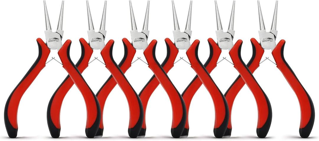 5-Piece Round Nose Pliers for Jewelry Making, Smooth Jaw Wire Looping Pliers with Spring Mechanism, Mini Needle Nose Pliers for Beading, Wire Wrapping, Jewelry Repair