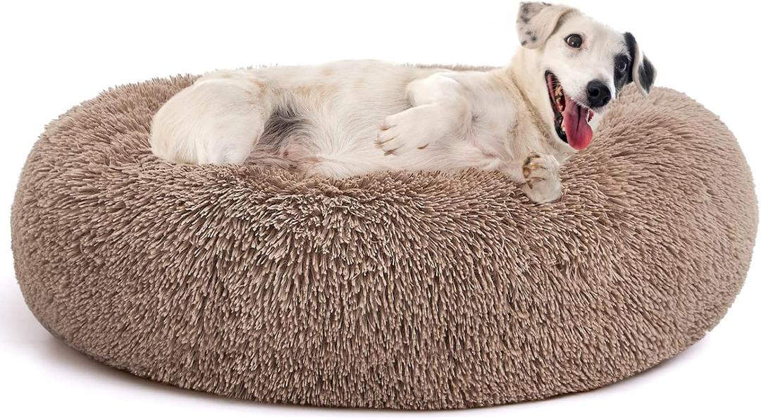 MIXJOY Orthopedic Dog Bed Comfortable Donut Cuddler Round Pet Beds Ultra Soft Washable Dog and Cat Cushion Bed (20''/23''/30'') (30'', Brown)