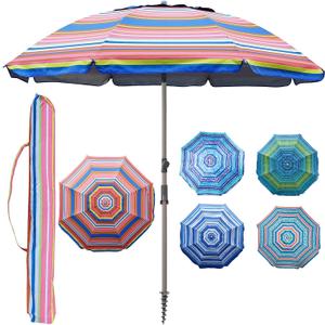 Blissun 7.2' Beach Umbrella with Sand Anchor, Outdoor Portable Beach Umbrella for Sand with Tilt Pole, Carry Bag, Air Vent