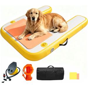 Inflatable Dock Platform for Dog, Large Dog Float Floating Ladder Up to 220 lbs Dogs Water Ramp, Non-Slip PVC with Boat Ramp for Pool, Dock, & Lake