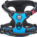 PoyPet No Pull Dog Harness, No Choke Front Lead Dog Reflective Harness, Adjustable Soft Padded Pet Vest with Easy Control Handle for Small to Large Dogs(Blue,M)