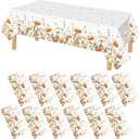 12 Pcs Fall Floral Tablecloth Disposable Plastic Table Covers Thanksgiving Autumn Harvest Wildflower Waterproof Tablecloths for Autumn Thanksgiving Birthday Party Decor, 54 x 108 Inch