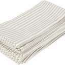 Plain Striped Cotton Linen Blended Dinner Cloth Napkins - Set of 12 (40 x 30 cm) - for Events & Home Use (Beige)