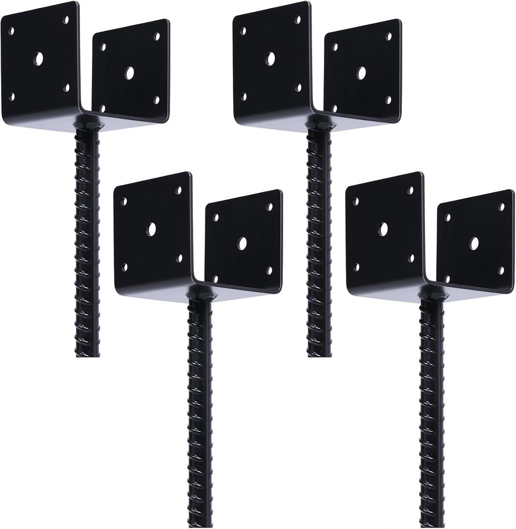 Concrete Fence Post Base 4x4 inches 4 Pack, Fence Post Anchor Holder Pergola Brackets