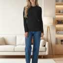 Womens Long Sleeve Thermal Shirts, 2025 Fall Winter Crew Neck Shirt for Women, Stretch Basic Tight Long Sleeve Underwear Tops (Black, S)