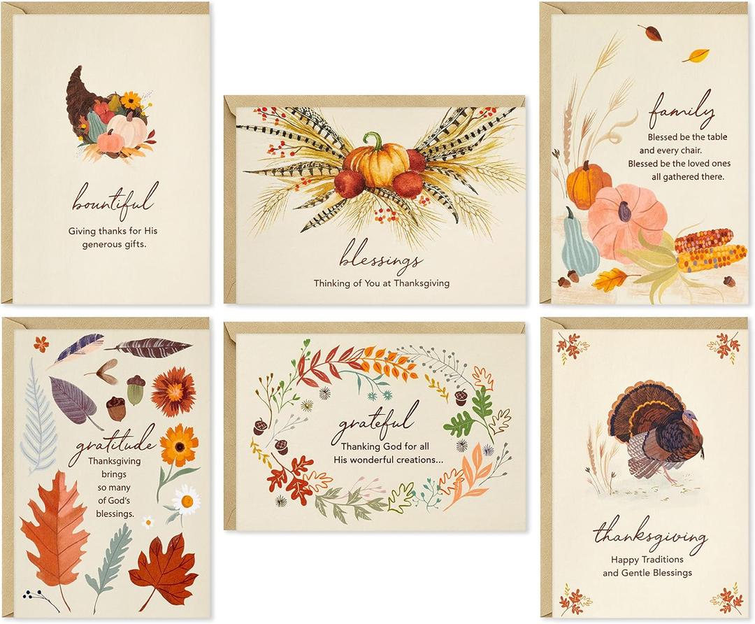 Hallmark Religious Thanksgiving Cards Assortment, Blessings (36 Assorted Cards with Envelopes)
