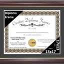 Creative Picture Frames 13x17 Mahogany Gold Rim Diploma Frame with Black Mat Glass and Installed Wall Hangers | Frame Holds 16x20 Media without Mat