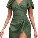 One Piece Swimdress for Women Tummy Control Swimsuits Swim Dress Skirt Ruffle Bathing Suits (Green, L)