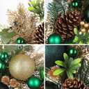24" Christmas Wreath for Front Door Artificial Christmas Wreaths with Green Ball Ornaments Berries Pine Cones Norfolk Pine Needles Cedar Decor for Home Porch Wall Window Indoor Outdoor Xmas Decoration