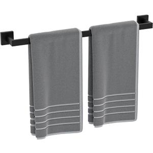 Matte Black Towel Bar 24 Inch, Square Base Thicken Towel Rack for Bathroom Wall, SUS304 Stainless Steel Towel Rod, Modern Home Decor (Total Length 26-Inch)