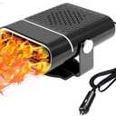 Portable Car Heater 12V 150W 360 Rotation Fast Heating Cooling Fan Defogger & Defroster Plug-in Cigarette Lighter Small Air Heater - Black