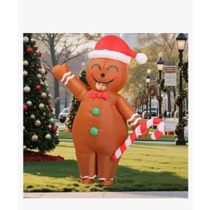 Gingerbread Costume Kids,Ages 9-12 Inflatable Funny Blow up Christmas Character Ginger bread man Costumes