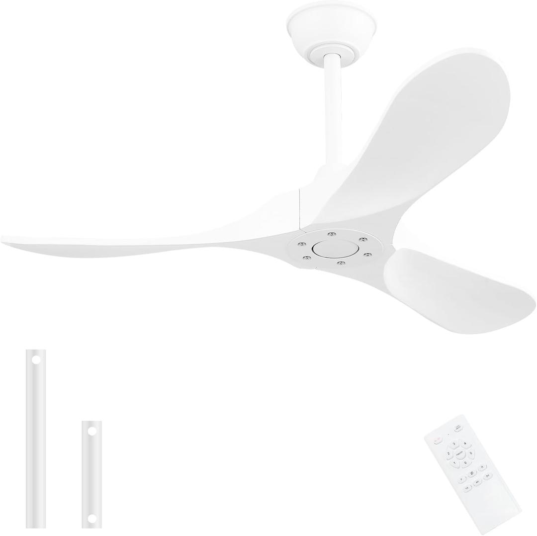 42'' Ceiling Fan no Light,Outdoor Ceiling Fan with Remote Control,3 Solid Wood Blades with Large Airflow for Bedroom,Living Room,Porch (white)