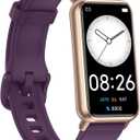 Kummel Long Battery Pedometer Watch 14 Days Battery Life, Slim Design No App/Phone Required Fitness Tracker, 50 Meters Waterproof Smart Watch, Heart Rate Step Counter for Men Women (Purple)