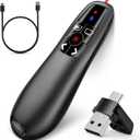 2-in-1 USB Type C Presentation Clicker, Clicker for PowerPoint Presentations, Rechargeable Wireless Presenter Remote, Pointer RF 2.4GHz USB PowerPoint Clicker Slide Advancer with Volume Control (A-Red Light)