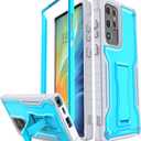 FITO for Samsung Galaxy S22 Ultra Case, Dual Layer Shockproof Heavy Duty Case, Built in Kickstand (Blue)