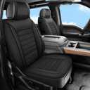 Silverado Seat Covers Fit for 2007-2026 Truck Chevy Chevrolet Silverado GMC Sierra Pickup 1500 2500HD 3500HD Crew Double Extended Cab Waterproof Leather Seat Covers (Full Set, Black)