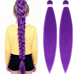 Alrence Purple Braiding Hair Pre Stretched Long Braid 30 Inch 2 Packs Professional Braiding Hair Extensions Synthetic Crochet Twist Braids (30 Inch, Purple)