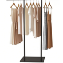 Clothing Display Rack Black Metal Stand for Boutique, Floor-Standing Clothes Hanging Organizer for Garment Costume Coat Storage Retail Display Racks (Black, Medium)