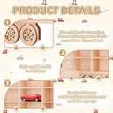 3D Wooden Toy Cars Display, Wall-Mounted for 42 Toy Cars, 1/64 Scale Model Car Organizer with Unique Patchwork Design, 82.7" H X 18.9" W X 12.6" D