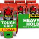 Scotch Tough Grip Moving Packing Tape, Clear, Moving Tape that Secures Boxes up to 80 Pounds, 1.88 in. x 22.2 yd., 6 Tape Rolls with Dispensers