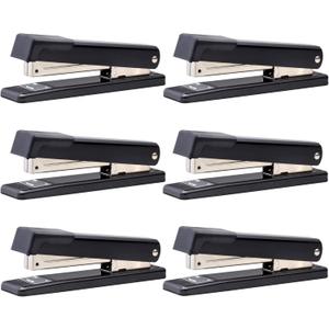 Bostitch Office Classic Metal Desktop Stapler, 20 Capacity, Dual Clinch, Opens for Tacking, Full-Strip, 6 Pack, Black