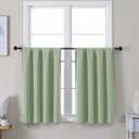 Simplebrand Ava Light Green Short 36 Inches Blackout Curtain 2 Panels Set, Half Window Rod Pocket Privacy Curtain Tiers for Kitchen, Curtains Blackout for Bathroom Shades, W40 x L36 Inch, Light Green