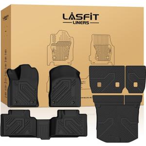 LASFIT Floor Mats Set for Jeep Grand Cherokee 2015 2014 2013, All Weather TPE Custom Fit Car Mats Floor Liners Seatback Cargo Liner Cargo Mat Black