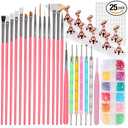 vivinin 25PCS Nail Art Tools Set, Includes Nail Art Brushes, Nail Stand, Dotting Tools, Striping Liner Fingernail Drawing Pens, Jelly Glue, tweezers, Sequins, Professional Nail Art Supplies Kit