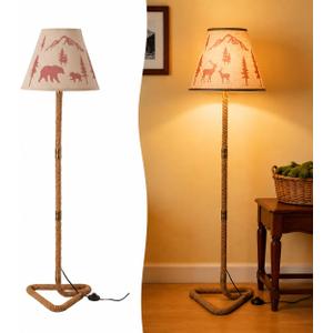 Rustic Floor Lamp, Farmhouse Deer Bear Design with Foot Switch