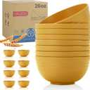 Wheat Straw Bowl Set of 8, Unbreakable Cereal Bowls 26 OZ,Freezer and Dishwasher Safe Bowl Sets,Breakfast Bowls Suitable for Cereal,Salad,Snack and Soup (Yellow)