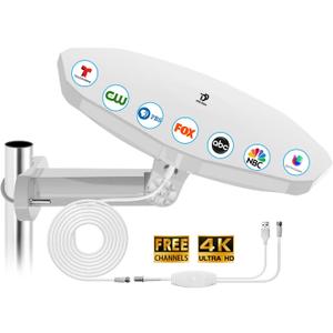 Outdoor TV Antenna 360 Omni-Directional Reception, 4K Digital HDTV Outdoor Antenna for Smart TV Local Channels with 32.8ft Cable & Long Range for Attic/Camper/RV - Fit TVs with Built-in Tuner