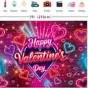 Neon Happy Valentine's Day Banner Backdrop 7x5FT Colorful Glitter Valentines Day Photography Background Red Pink Valentines Party Decorations Supplies Photo Props
