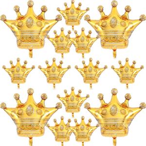 14PCS Crown Balloons Gold Foil Crown Balloon for Birthday Wedding Party Baby Shower Decorations 4 Giant and 10 Mini Size