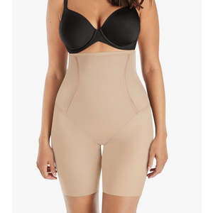 Maidenform womens Shapewear High-waist Thigh Slimmer, Tummy Control Thigh Slimmer, Firm Control Shapewear for Women, Size M, Latte Lift