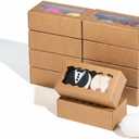 JCXGRVC small treat boxes with window - 100pcs candy box for chocolate & bakery treats Macaron Packaging for Wedding 4.17 x 2.16 x 1.37 inches macaron boxes for 2 (Natural Kraft Brown)