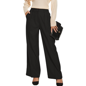 FUNYYZO Wide Leg Pants Women's High Elastic Waisted in The Back Business Work Trousers Long Straight Suit Pants XL