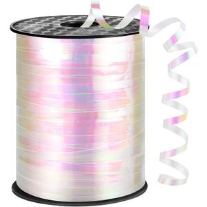600 Yards Iridescent White Curling Ribbon 1/5 Inch Balloon String Ribbon Thin Crafts Ribbons for Crafts Project Gift Wrapping Gift Bags Wedding Party Easter Decorations