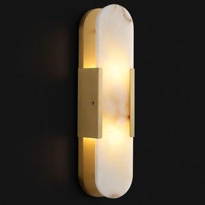 19.7" Natural Alabaster Wall Sconce Modern Brass Bedroom Bedside Marble Wall Lamp for Bathroom Indoor 7W LED Mirror Wall Light Vanity Light Fixtures Perfect for Hallway Living Room 3000K (Gold)