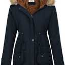 GRACE KARIN Women's Winter Coats Fleece Parkas Anoraks Hooded Military Jacket Coats, Size M