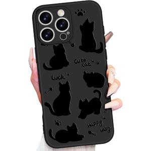 2 x Toycamp for iPhone 16 Pro Case 6.3 Inch - Women Girls Cats Cute Black Frosted Slim Fit Design Soft TPU Shockproof Protective Girly Pretty Phone Cover for Apple for iPhone 16 Pro Case