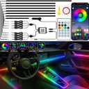 Jushope Interior Car LED Strip Lights, Acrylic LED Lights for Car with Dynamic Dreamcolor Chasing, Ambient Lighting Kits Music Sync Wireless APP and RF Remote Control (8 in 1)