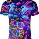 uideazone Mens Funny Hawaiian Shirts 3D Graphic Button Down Short Sleeve Tropical Holiday Beach Aloha Shirt (Purple, XXL)