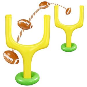 Hungdao 2 Pcs Football Party Supplies Kit Includes 1 Jumbo Inflatable Football Goal Post and 1 Giant Blow-up Footballs for Birthday, Tailgate Decoration, Backyard Game